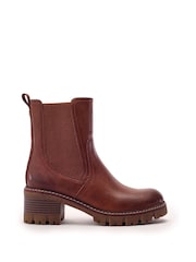 Moda in Pelle Brown Odima Cleated Boots With Ribbed Elastic - Image 1 of 4