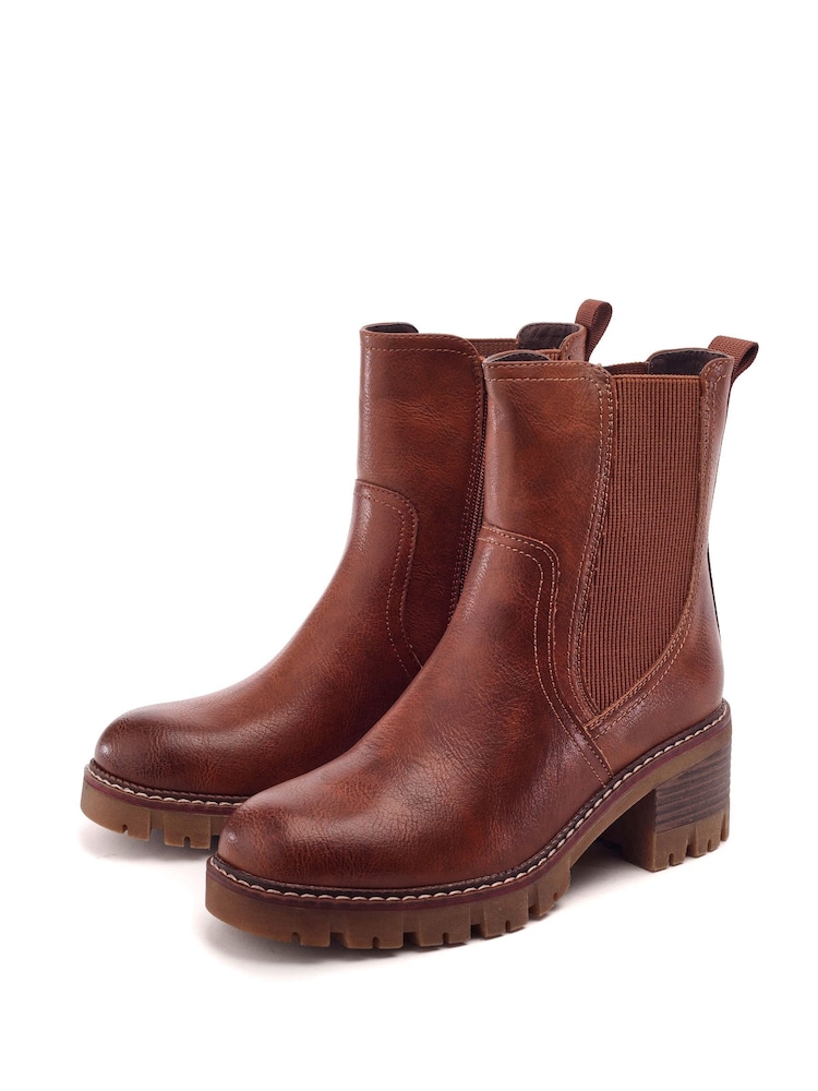 Moda in Pelle Brown Odima Cleated Boots With Ribbed Elastic - Image 2 of 4