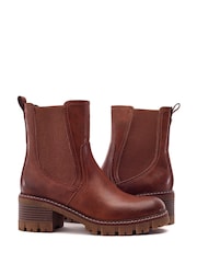 Moda in Pelle Brown Odima Cleated Boots With Ribbed Elastic - Image 3 of 4