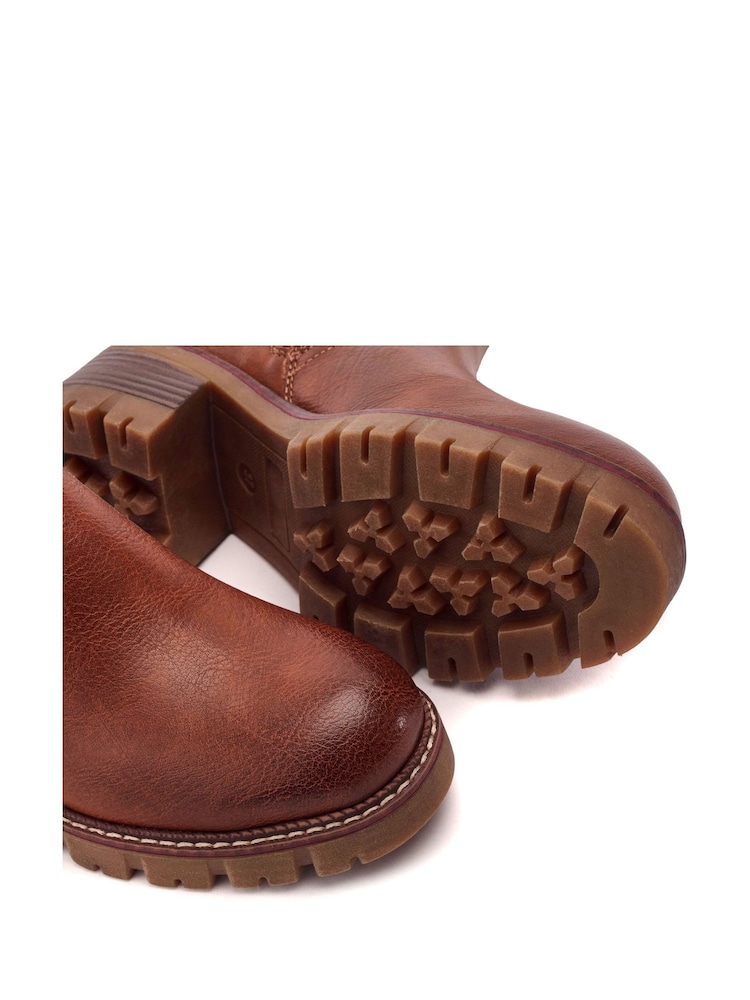 Moda in Pelle Brown Odima Cleated Boots With Ribbed Elastic - Image 4 of 4