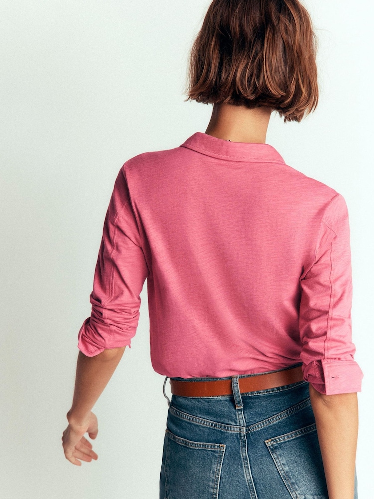 Boden Pink Seam Detail Jersey Shirt - Image 2 of 6 Boden Pink Seam Detail Jersey Shirt - Image 2 of 6