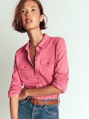 Boden Pink Seam Detail Jersey Shirt - Image 3 of 6