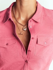 Boden Pink Seam Detail Jersey Shirt - Image 5 of 6