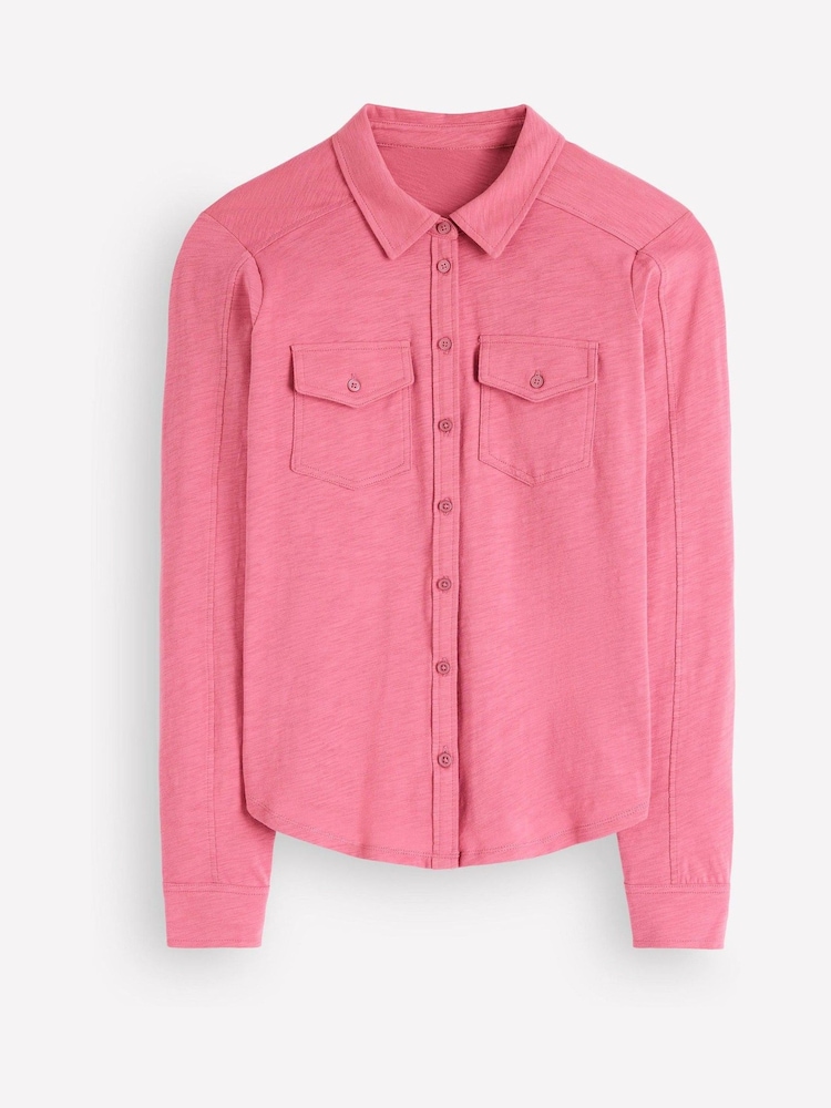 Boden Pink Seam Detail Jersey Shirt - Image 6 of 6 Boden Pink Seam Detail Jersey Shirt - Image 6 of 6