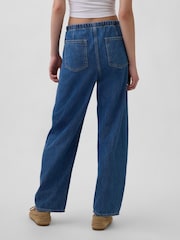 Mellem vask - Gap Pull Over Blue High Waisted Easy Barrel Jeans - Billede 2 af 5