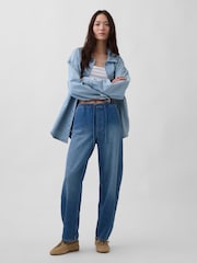 Mellem vask - Gap Pull Over Blue High Waisted Easy Barrel Jeans - Billede 4 af 5