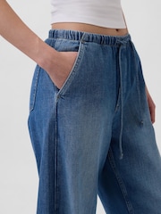 Mellem vask - Gap Pull Over Blue High Waisted Easy Barrel Jeans - Billede 5 af 5