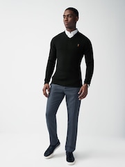 Black Oxford V-Neck Regular Mock Shirt Jumper - Image 2 of 7