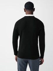 Black Oxford V-Neck Regular Mock Shirt Jumper - Image 3 of 7
