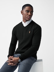 Black Oxford V-Neck Regular Mock Shirt Jumper - Image 5 of 7