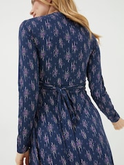 FatFace Blue Delphine Ink Ditsy Jersey Dress - Image 4 of 6