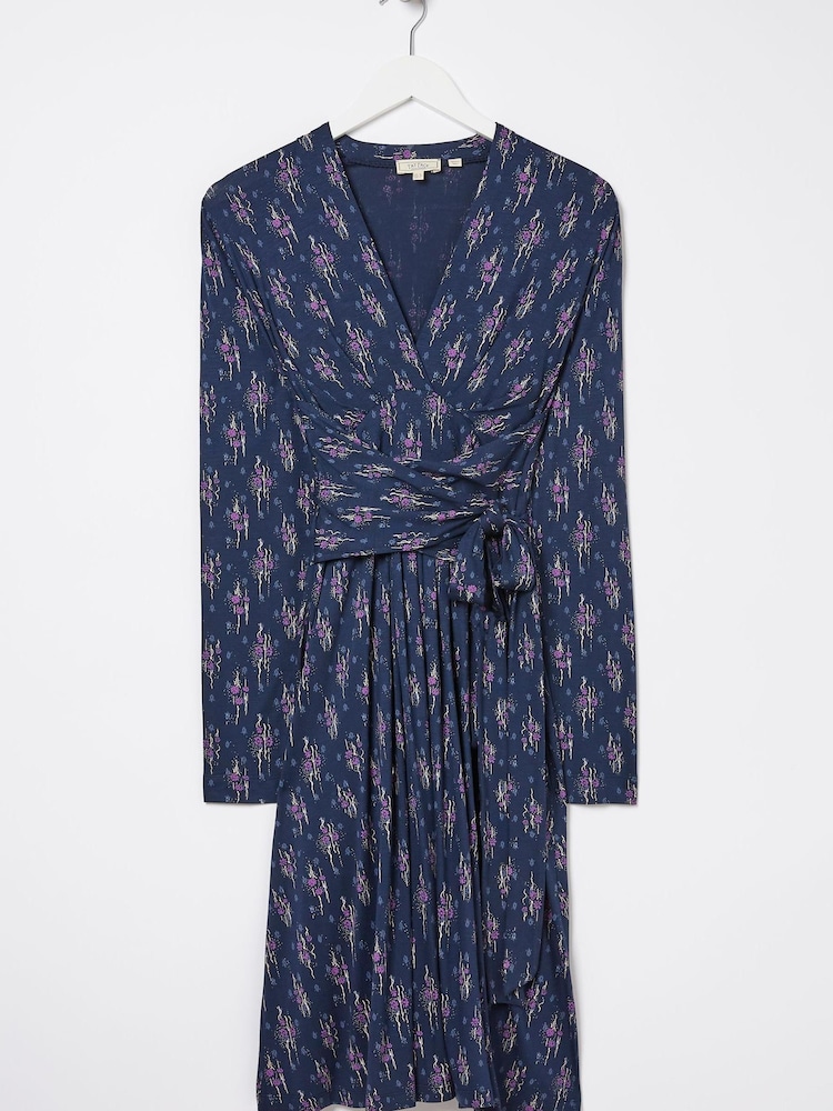 FatFace Blue Delphine Ink Ditsy Jersey Dress - Image 6 of 6