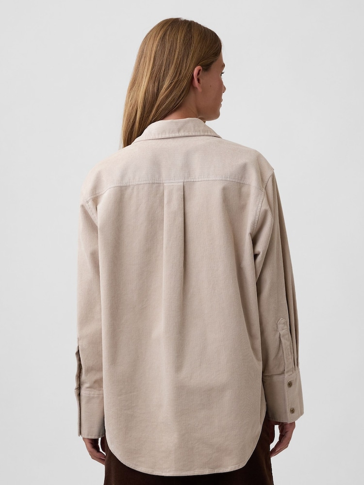 Gap Beige Corduroy Oversized Shirt - Image 2 of 4 Gap Beige Corduroy Oversized Shirt - Image 2 of 4