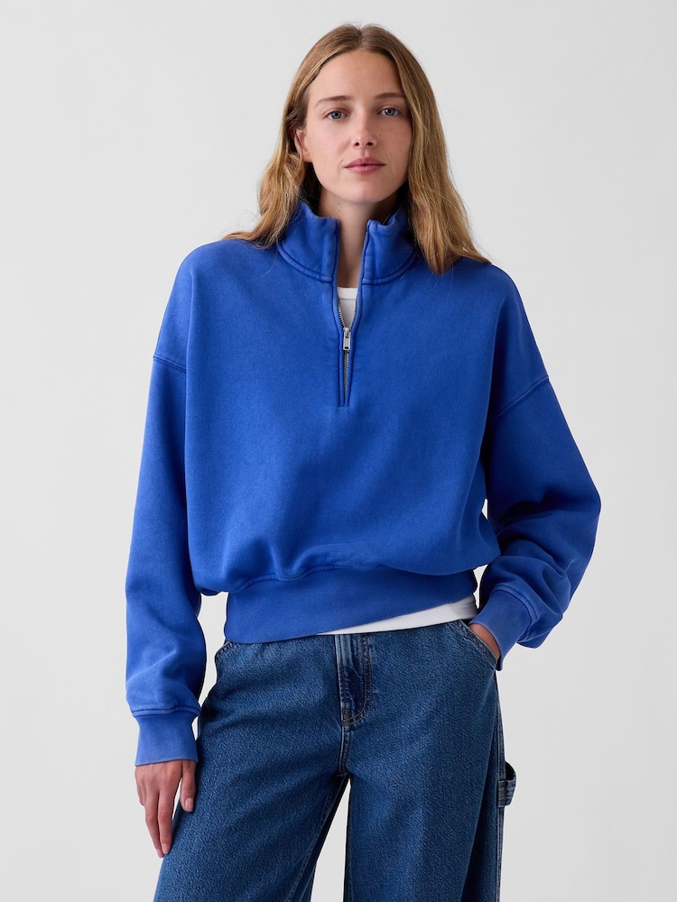 Gap Bright Blue Vintage Soft Oversized Half-Zip Wedge Sweatshirt - Image 1 of 5 Gap Bright Blue Vintage Soft Oversized Half-Zip Wedge Sweatshirt - Image 1 of 5