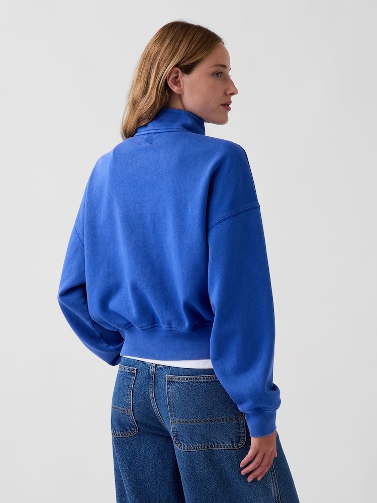 Gap Bright Blue Vintage Soft Oversized Half-Zip Wedge Sweatshirt - Image 2 of 5 Gap Bright Blue Vintage Soft Oversized Half-Zip Wedge Sweatshirt - Image 2 of 5