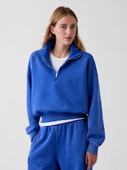 Gap Bright Blue Vintage Soft Oversized Half-Zip Wedge Sweatshirt - Image 4 of 5