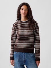 Gap Brown Fair Isle CashSoft Crew Jumper - Image 1 of 4