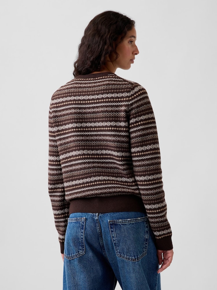 Gap Brown Fair Isle CashSoft Crew Jumper - Image 2 of 4 Gap Brown Fair Isle CashSoft Crew Jumper - Image 2 of 4