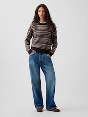 Gap Brown Fair Isle CashSoft Crew Jumper - Image 3 of 4