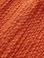 Rust Orange V-Neck Textured Midi Dress - Image 6 of 6