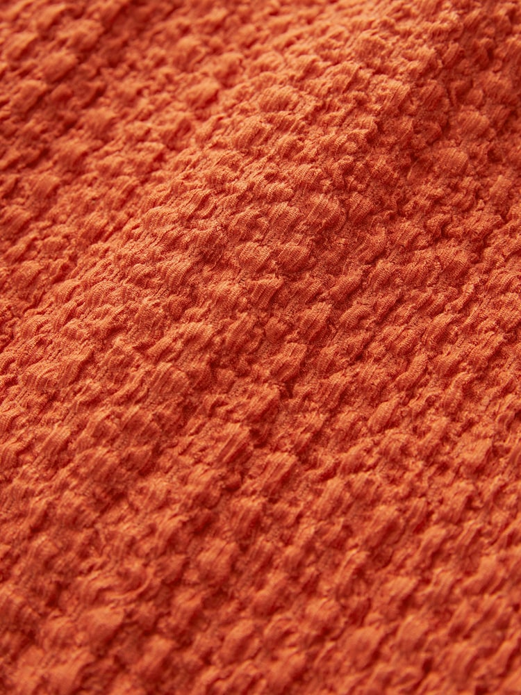 Rust Orange V-Neck Textured Midi Dress - Image 6 of 6