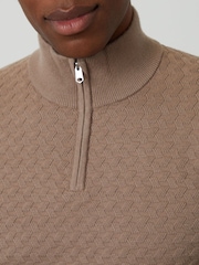 Threadbare Natural Textured Cable Knit Quarter Zip Jumper - Image 4 of 5