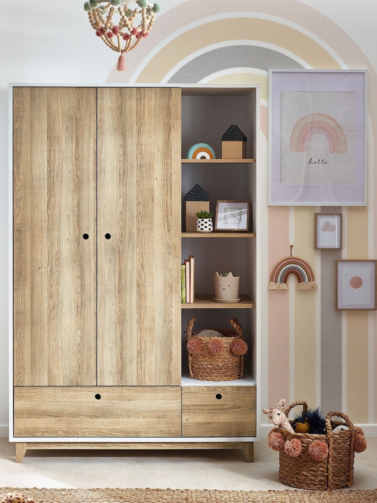 White/Wood Effect Parker Kids Wardrobe - Image 1 of 8