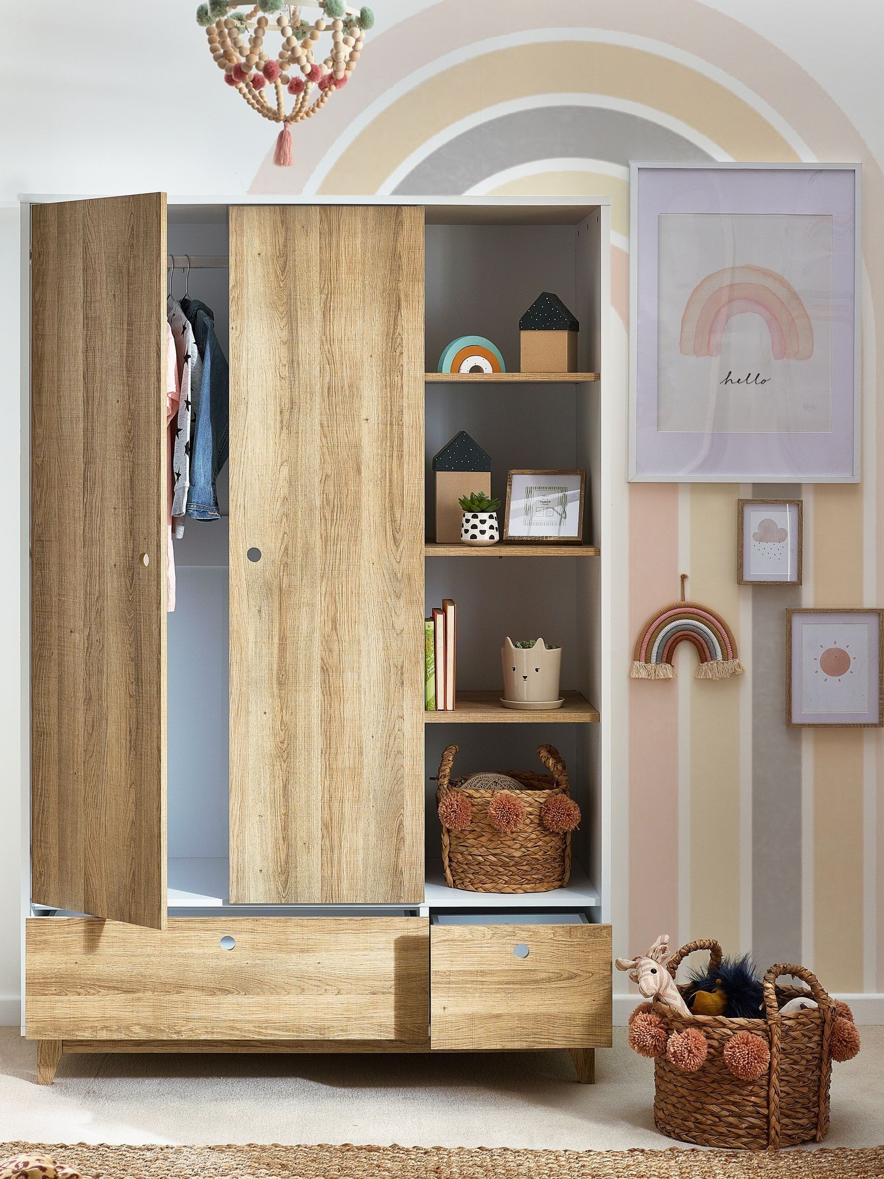 White Wood Effect Parker Kids Wardrobe