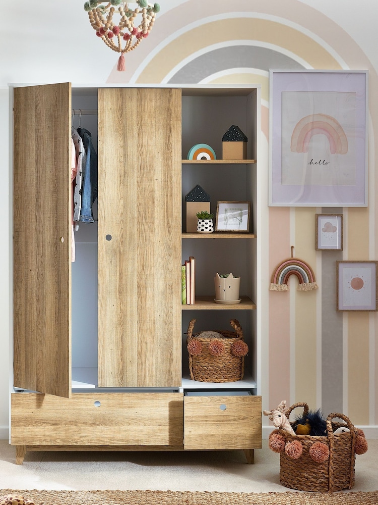 White/Wood Effect Parker Kids Wardrobe - Image 2 of 8