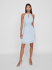 VILA Blue Halterneck Occassion Dress - Image 1 of 6