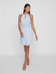 VILA Blue Halterneck Occassion Dress - Image 3 of 6