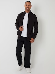 Threadbare Black Zip Up Microfleece Lined Cardigan - Image 3 of 5