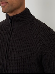 Threadbare Black Zip Up Microfleece Lined Cardigan - Image 4 of 5