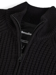 Threadbare Black Zip Up Microfleece Lined Cardigan - Image 5 of 5
