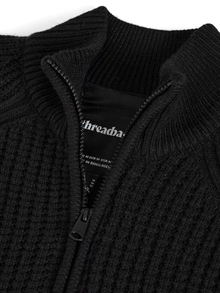Threadbare Black Zip Up Microfleece Lined Cardigan - Image 5 of 5 Threadbare Black Zip Up Microfleece Lined Cardigan - Image 5 of 5