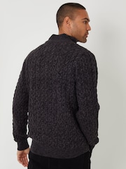 Threadbare Black Funnel Neck Cable Knit Jumper - Image 2 of 4