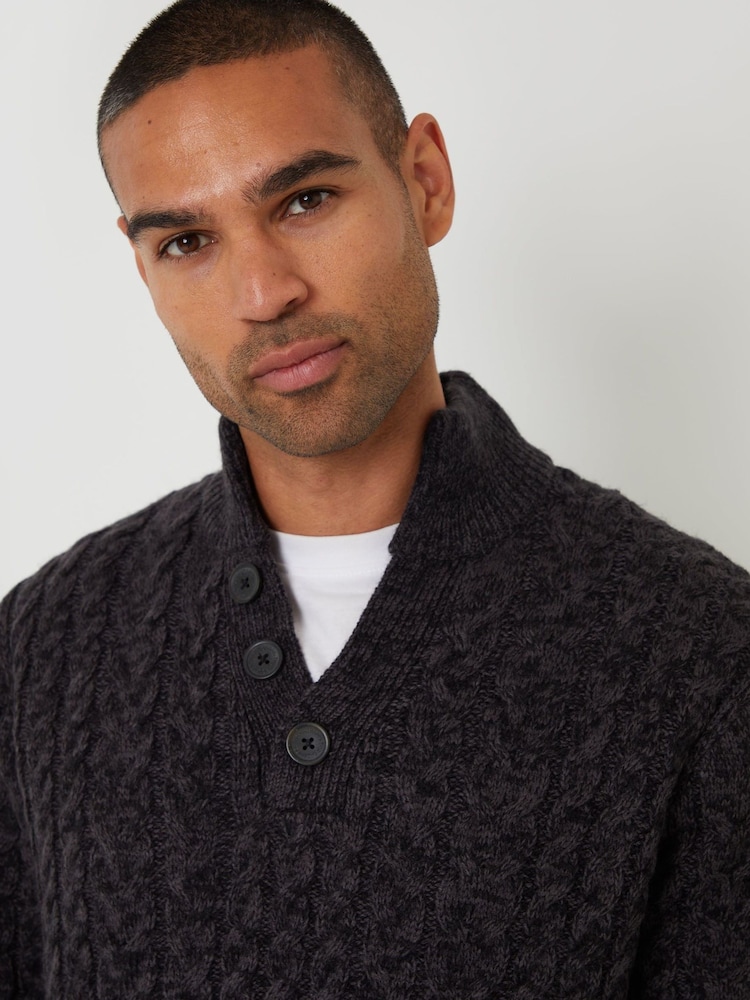 Threadbare Black Funnel Neck Cable Knit Jumper - Image 4 of 4 Threadbare Black Funnel Neck Cable Knit Jumper - Image 4 of 4