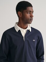 GANT Evening Blue Shield Rugby 100% Cotton Shirt - Image 3 of 5