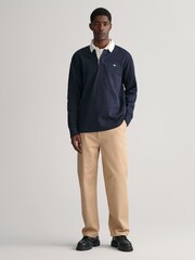 GANT Evening Blue Shield Rugby 100% Cotton Shirt - Image 4 of 5