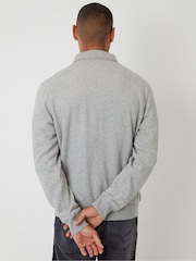 Threadbare Grey Quarter Zip Collared Sweatshirt - Image 2 of 5