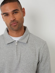 Threadbare Grey Quarter Zip Collared Sweatshirt - Image 4 of 5
