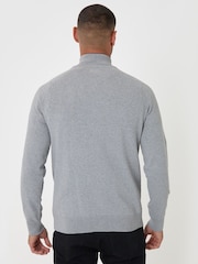 Threadbare Grey Cotton Rich Textured Quarter Zip Jumper - Image 2 of 5