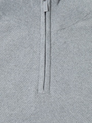 Threadbare Grey Cotton Rich Textured Quarter Zip Jumper - Image 5 of 5