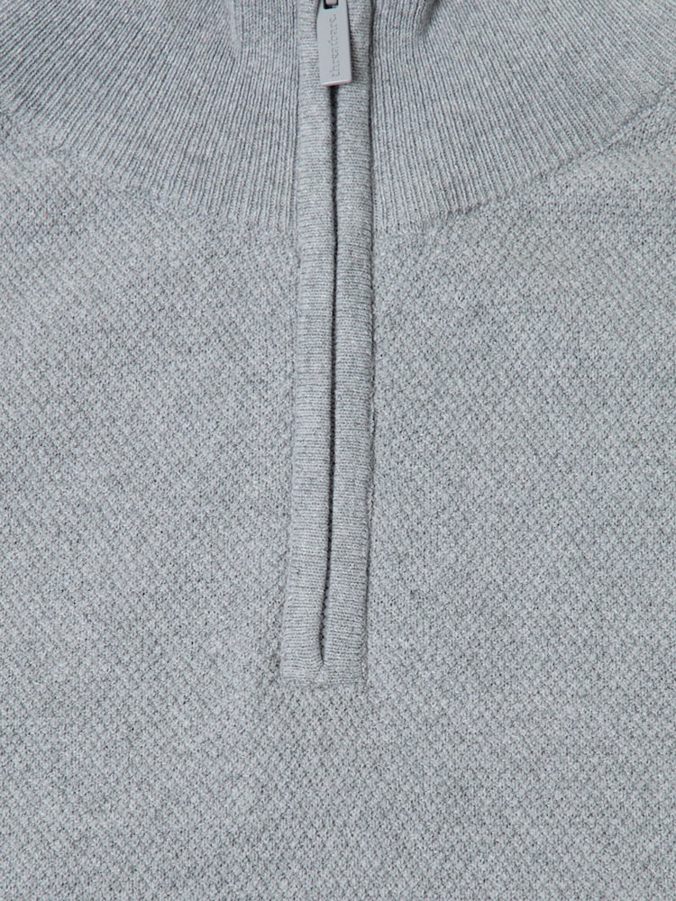 Threadbare Grey Cotton Rich Textured Quarter Zip Jumper - Image 5 of 5 Threadbare Grey Cotton Rich Textured Quarter Zip Jumper - Image 5 of 5