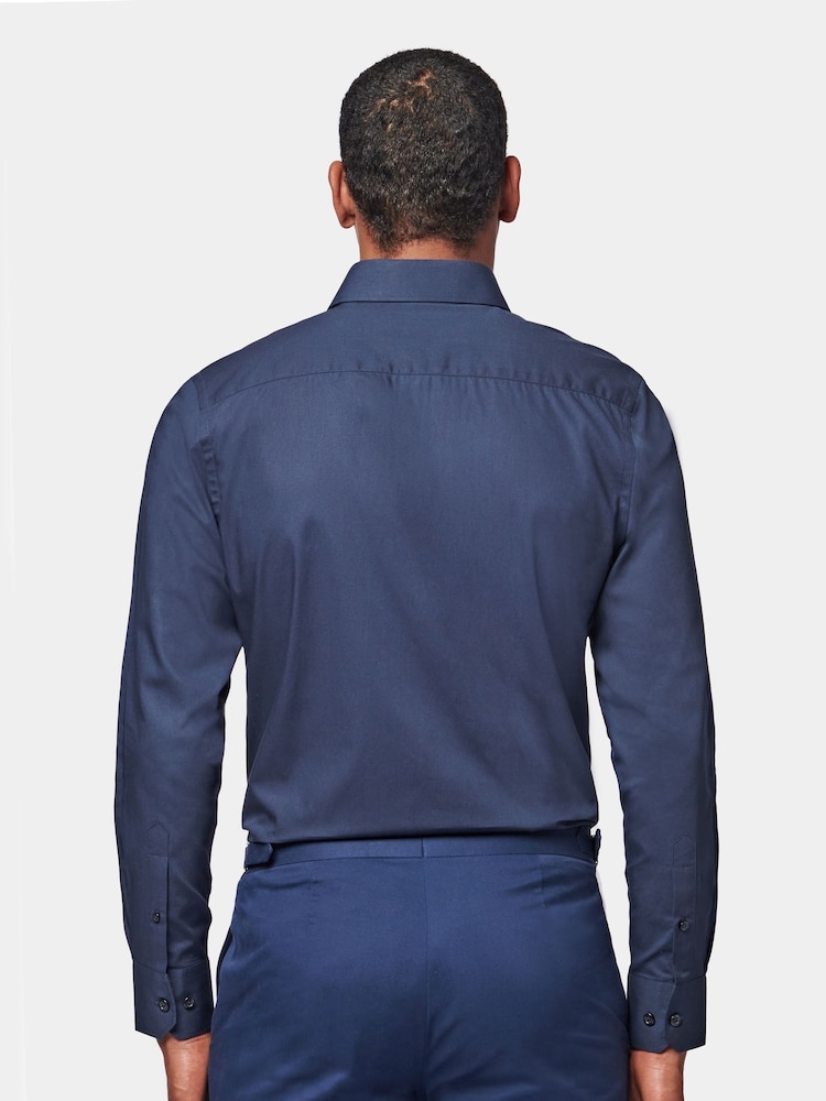 Peckham Rye Blue Poplin Long Sleeve 100% Cotton Shirt - Image 2 of 7 Peckham Rye Blue Poplin Long Sleeve 100% Cotton Shirt - Image 2 of 7