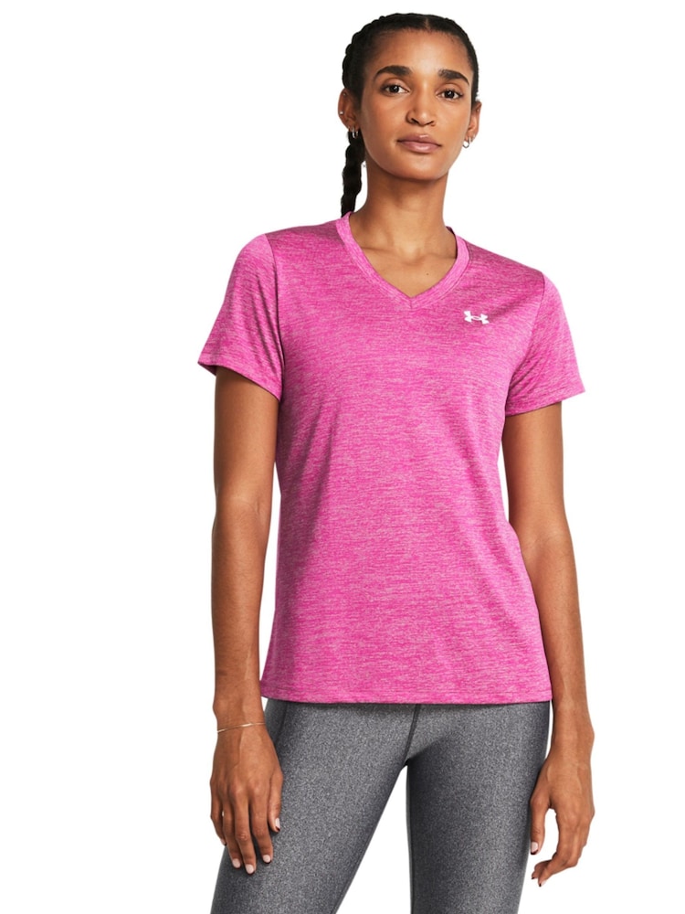Under Armour Pink Tech V-Neck T-Shirt - Image 1 of 4