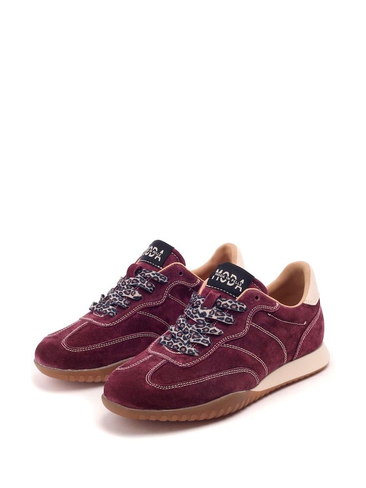 Moda in Pelle Red Aveline Textured Outsole Slim Trainers - Image 2 of 4