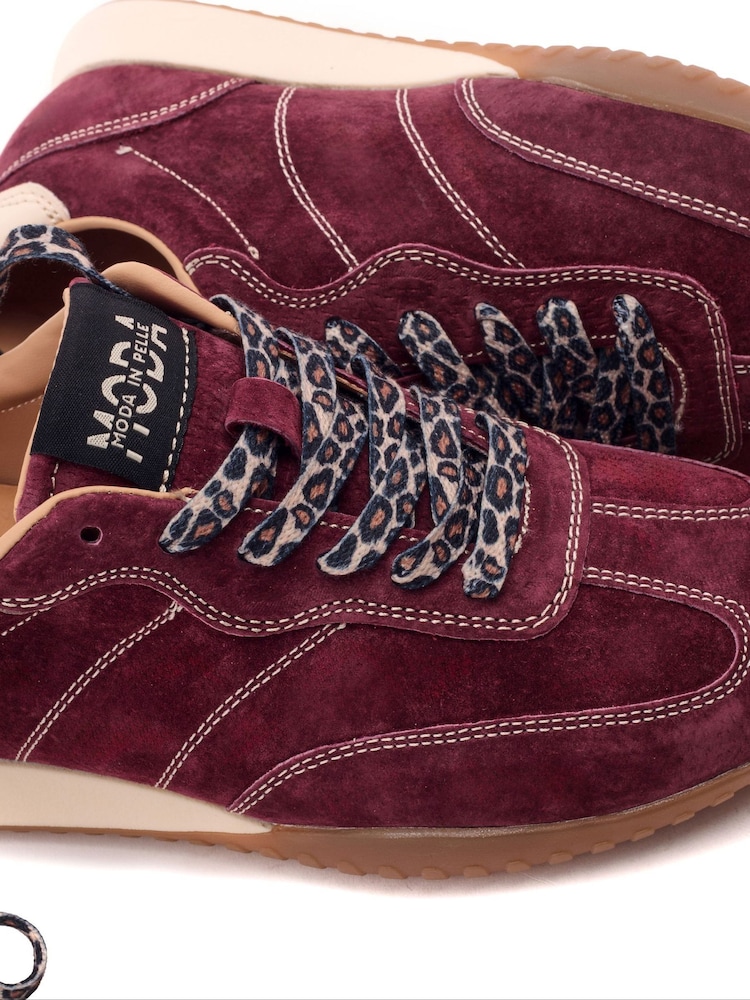 Moda in Pelle Red Aveline Textured Outsole Slim Trainers - Image 4 of 4