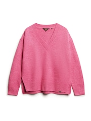 Pink - Superdry Oversize-Pullover mit V-Ausschnitt - Bild 4 von 6