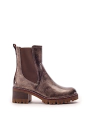 Moda in Pelle Metallic Odima Cleated Boots With Ribbed Elastic - Image 1 of 1